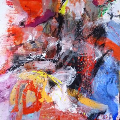Muriel Massin Sonate En Rouge Acrylic On Canvas 100x100 Cm 2021
